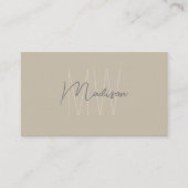 Monogram Logo Beige Modern Minimalistisch Visitekaartje (Voorkant)