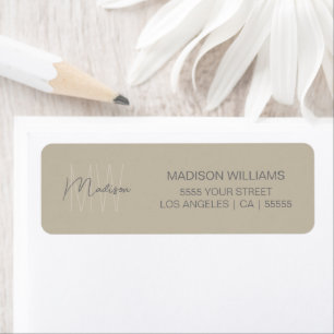 Monogram Logo Beige Moderne Minimaal Retouradres Etiket