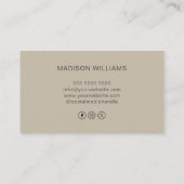 Monogram Logo Beige Moderne Social Media-pictogram Visitekaartje (Achterkant)