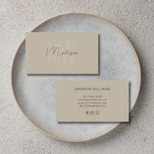 Monogram Logo Beige Moderne Sociale Media Pictogra Visitekaartje