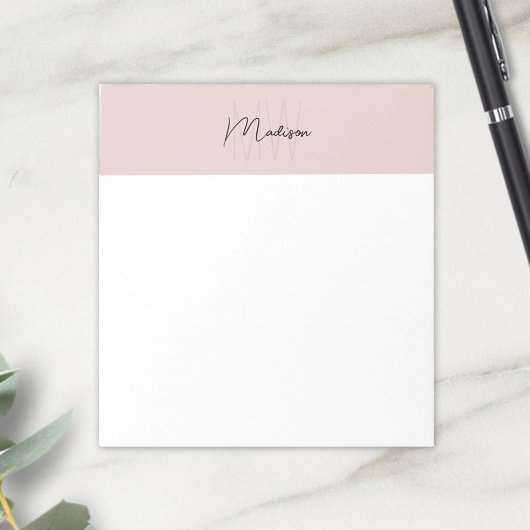 Monogram Logo Blozende Roze Modern Minimalistisch Notitieblok