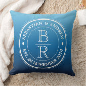Monogram Logo Blue Ombre Gay Wedding Jubileum Kussen (Deken)