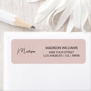 Monogram Logo Blush Pink Modern Retouradres Etiket