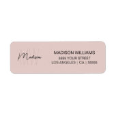 Monogram Logo Blush Pink Modern Retouradres Etiket (Voorkant)