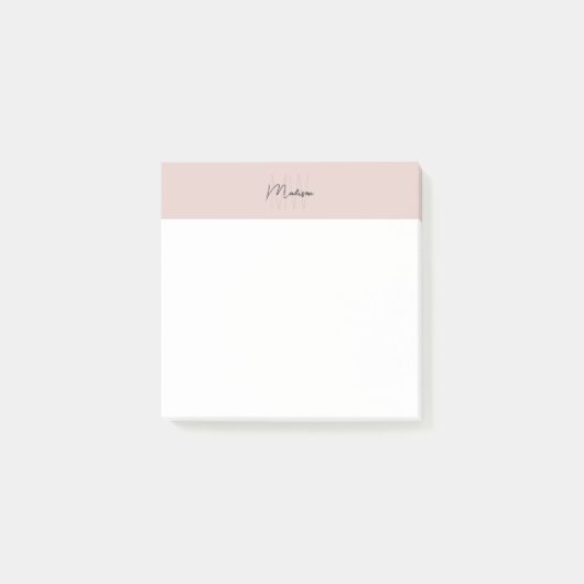 Monogram Logo Blush Roze Modern Minimalistisch Post-it® Notes (Voorkant)
