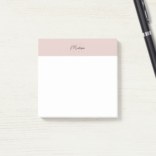 Monogram Logo Blush Roze Modern Minimalistisch Post-it® Notes