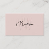 Monogram Logo Blush Roze Modern Minimalistisch Visitekaartje (Voorkant)
