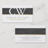 MONOGRAM LOGO cool rustiek krijtbord grijs goud Visitekaartje (Voorkant / Achterkant)