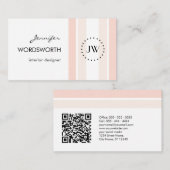 Monogram Logo Coral Pastel Professional QR-code Visitekaartje (Voorkant / Achterkant)