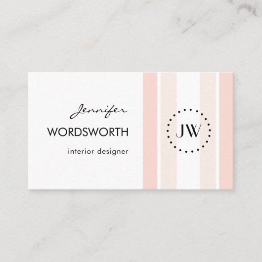 Monogram Logo Coral Pastel Professional QR-code Visitekaartje (Voorkant)