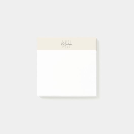 Monogram Logo Cream Modern Minimalist Post-it® Notes (Voorkant)