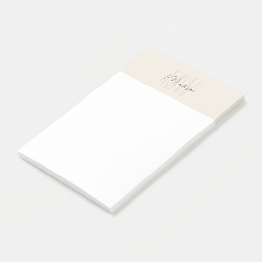 Monogram Logo Cream Modern Minimalist Post-it® Notes (Schuin)