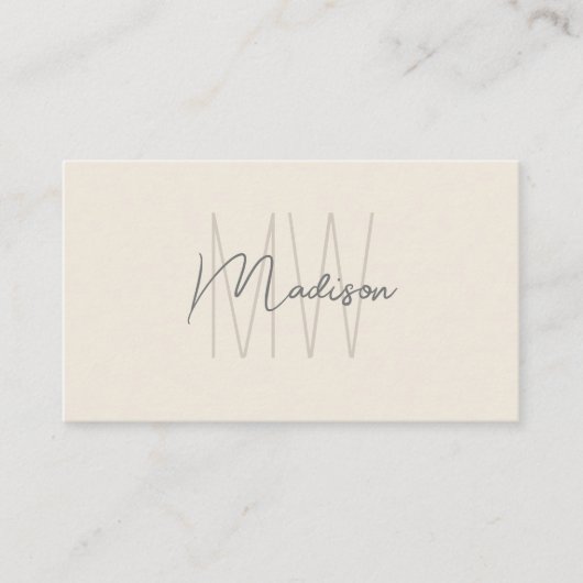 Monogram Logo Cream Modern Minimalist Visitekaartje (Voorkant)
