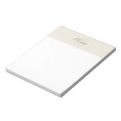 Monogram Logo Crème Modern Minimalistisch Notitieblok (Linkerzijde)