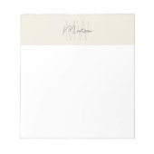 Monogram Logo Crème Modern Minimalistisch Notitieblok (Voorkant)