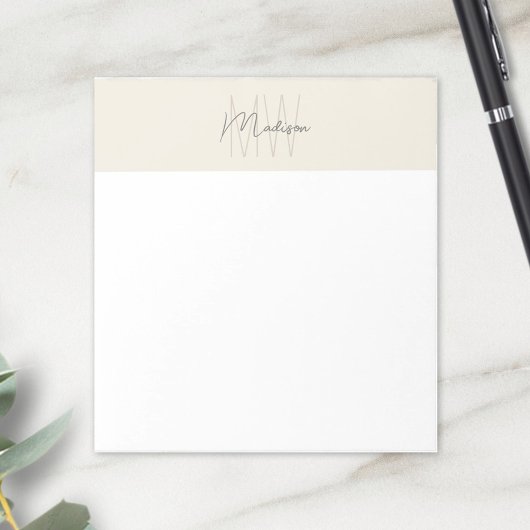 Monogram Logo Crème Modern Minimalistisch Notitieblok