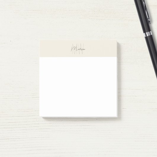 Monogram Logo Crème Modern Minimalistisch Post-it® Notes