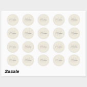 Monogram Logo Crème Modern Minimalistisch Ronde Sticker (Vel)