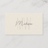 Monogram Logo Crème Modern Minimalistisch Visitekaartje (Voorkant)