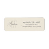 Monogram Logo Crème Modern Retouradres Etiket (Voorkant)