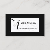 Monogram Logo Eenvoudige zwart-witte Sjabloon Visitekaartje (Voorkant)