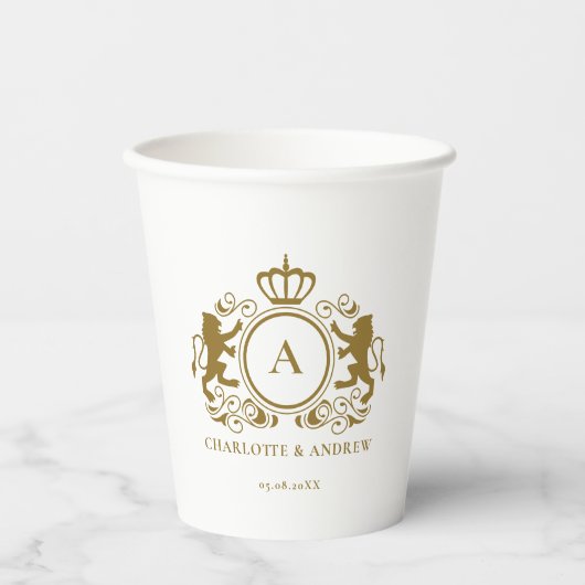 Monogram, logo, embleem en leeuwen Papierbekertje Papieren Bekers (Voorkant)