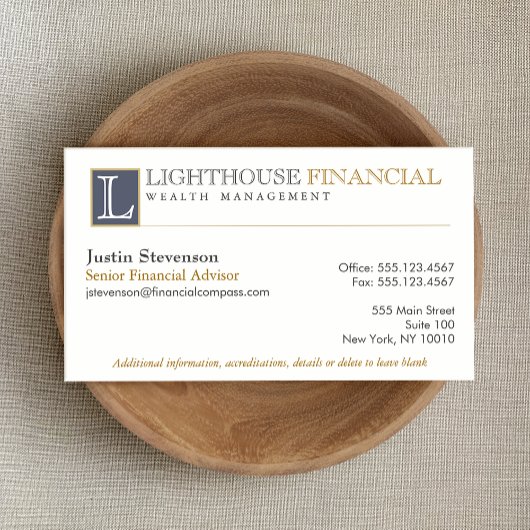 Monogram Logo Financial Advisor Professional Visitekaartje