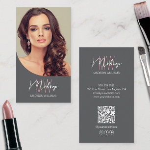 Monogram Logo Foto Make-up Artiest Grijs Visitekaartje