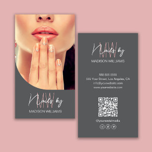 Monogram Logo Foto Nagelstylist Grijs Visitekaartje