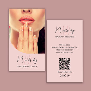 Monogram Logo Foto Nagelstylist Roze Visitekaartje