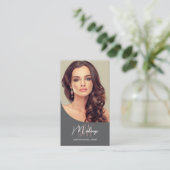 Monogram Logo Fotomake-up Artiest Grijs Visitekaartje (Staand voorkant)