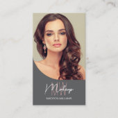 Monogram Logo Fotomake-up Artiest Grijs Visitekaartje (Voorkant)