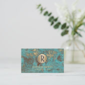 Monogram Logo  Gold Turquoise & Blauwgroen Visitekaartje (Staand voorkant)