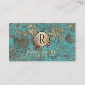 Monogram Logo  Gold Turquoise & Blauwgroen Visitekaartje (Voorkant)