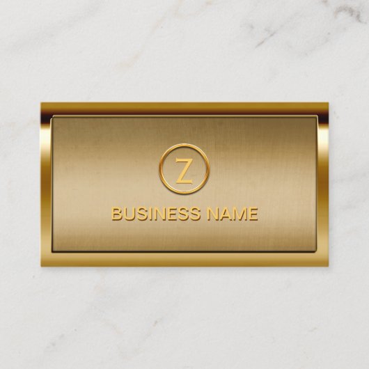 Monogram Logo Goud Lijst Modern Brons Visitekaartje (Voorkant)