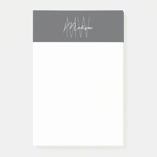 Monogram Logo Grijs Modern Minimalistisch Post-it® Notes (Voorkant)