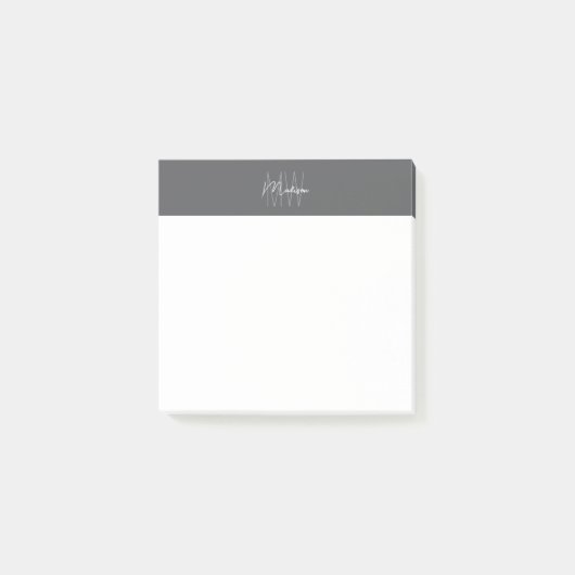 Monogram Logo Grijs Modern Minimalistisch Post-it® Notes (Voorkant)