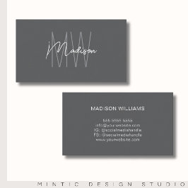 Monogram Logo Grijs Modern Minimalistisch Visitekaartje