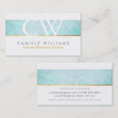 MONOGRAM LOGO grillige etherische bokeh aqua blauw Visitekaartje (Voorkant / Achterkant)