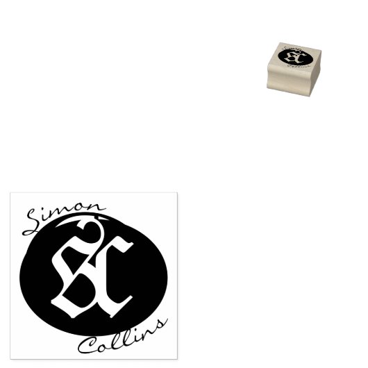 Monogram Logo Handtekening Cirkel tekstscript Rubberstempel (Gestempeld)