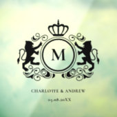 Monogram Logo, kuif, leeuw, bruiloft Raamsticker (Vel 3)