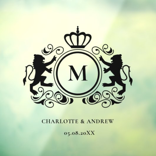 Monogram Logo, kuif, leeuw, bruiloft Raamsticker (Vel 3)