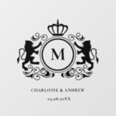 Monogram Logo, kuif, leeuw, bruiloft Raamsticker (Vel)