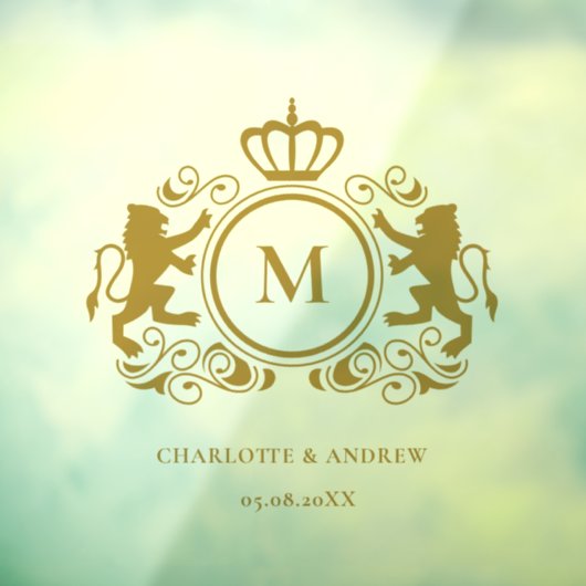 Monogram Logo, kuif, leeuw, bruiloft Raamsticker (Vel 3)