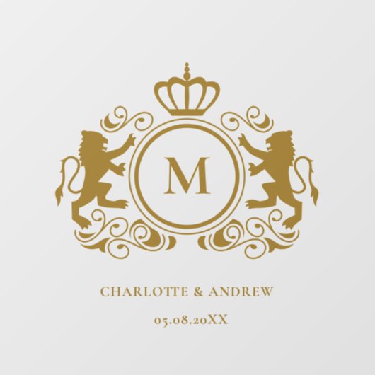 Monogram Logo, kuif, leeuw, bruiloft Raamsticker (Vel)