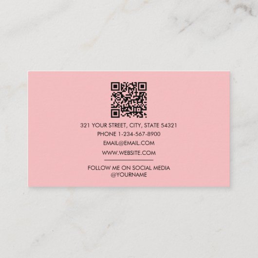 Monogram Logo Minimalistische Blush Roze Sjabloon Visitekaartje (Achterkant)