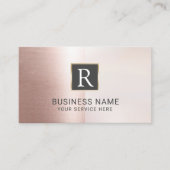 Monogram Logo Modern Blush Roos Gold Salon Spa Visitekaartje (Voorkant)
