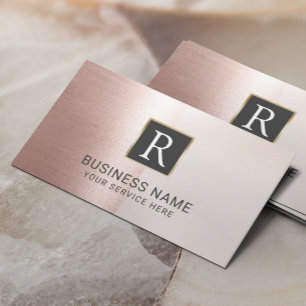 Monogram Logo Modern Blush Roos Gold Salon Spa Visitekaartje