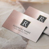 Monogram Logo Modern Blush Roos Gold Salon Spa Visitekaartje