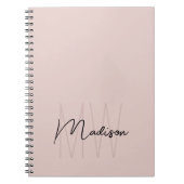 Monogram Logo Modern Minimalistisch Blush Roze Notitieboek (Voorkant)